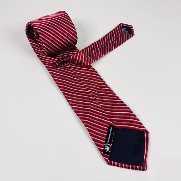 Hart Schaffner Marx 100% Silk Necktie Tie Red Striped 58 1/2 x 3 1/2 USA Made - Picture 2 of 3